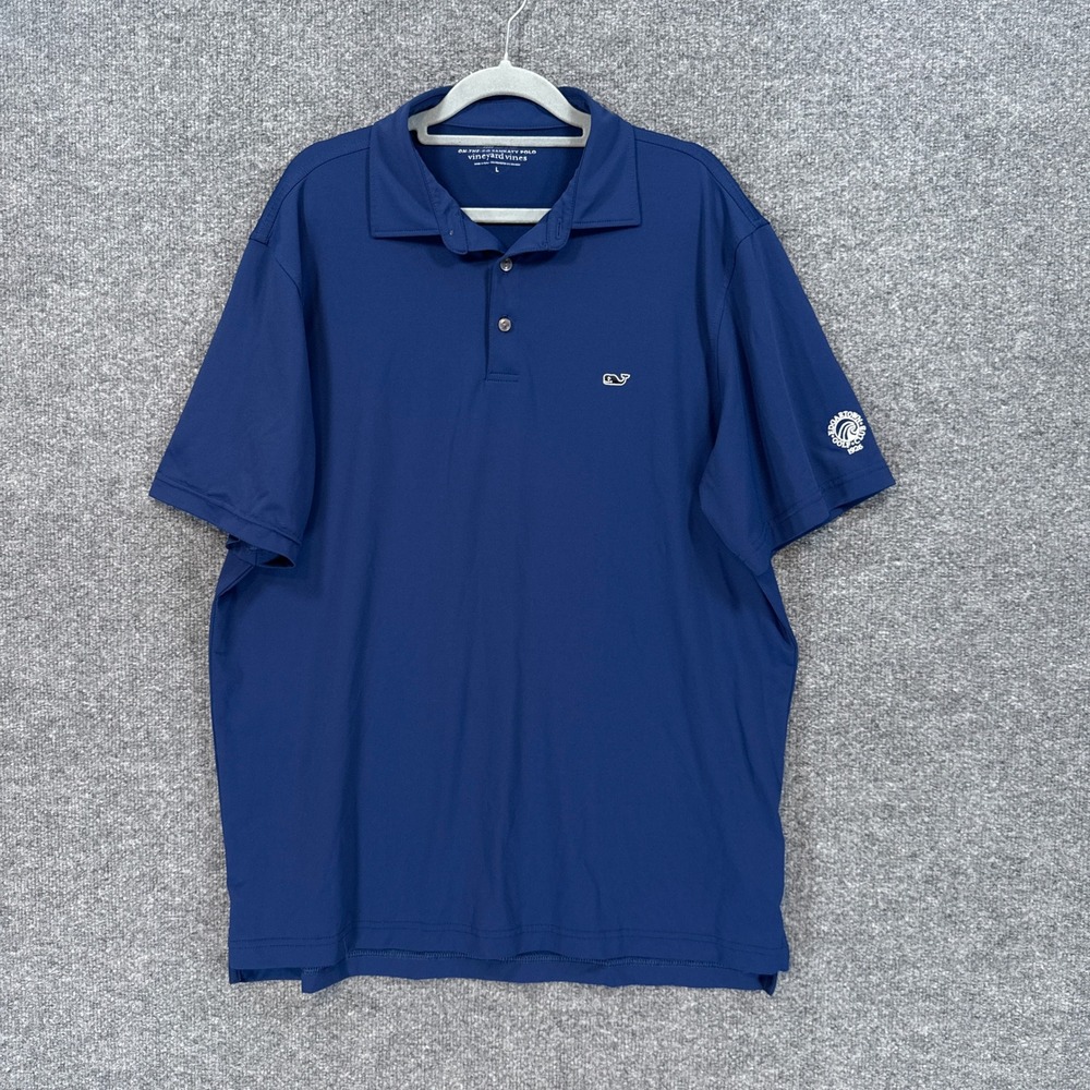 Vineyard Vines Sankaty Polo Shirt Men Large Blue Performance Stretch Golf